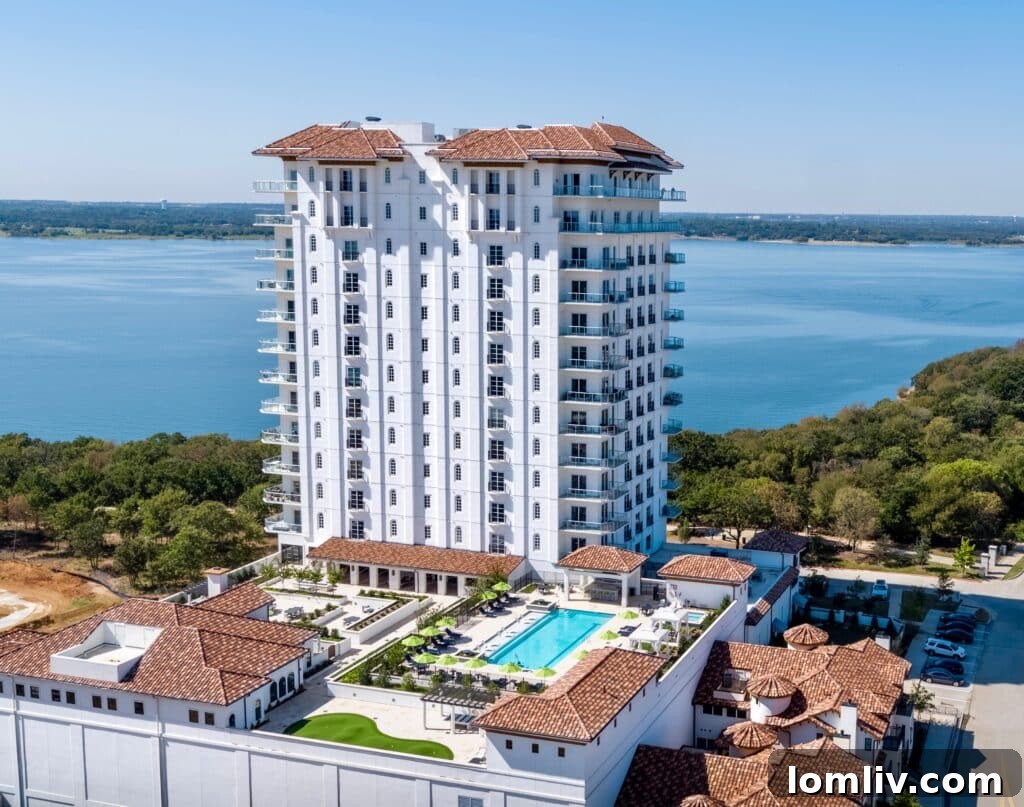 Resort-Style Amenities at Lakeside Tower Dallas - Poolside Bar, Spa, Golf Simulator, Fire Pits
