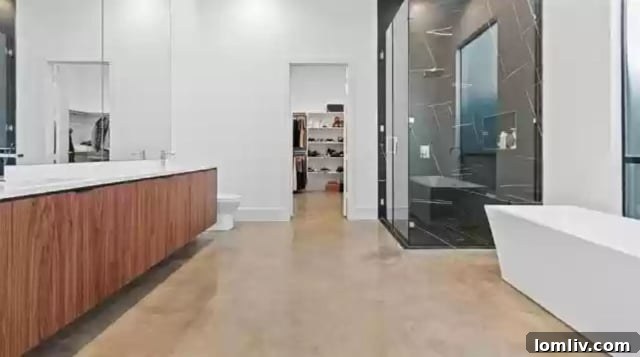Interior view showcasing concrete flooring in a modern home