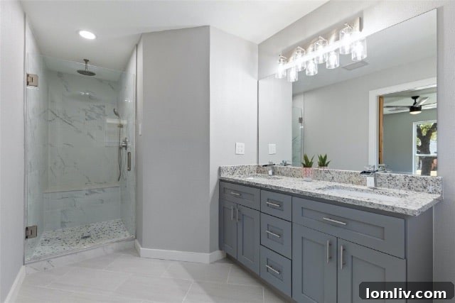 Chic Bathroom with Diagonal Tile Flooring