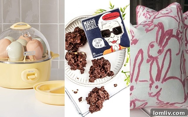 Celebrate with Style: Easter and Passover Essentials 2 Beautifully arranged Easter and Passover holiday decor and treats on a table, signifying spring festivities