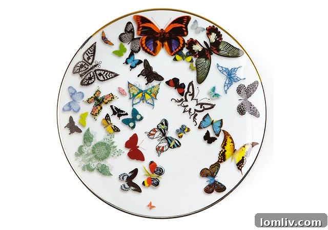 Celebrate with Style: Easter and Passover Essentials 3 Elegant Christian Lacroix butterfly dessert plates with gold and platinum accents