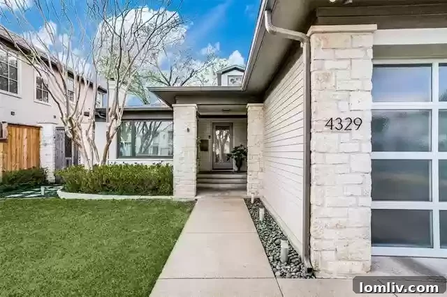 Bluffview home exterior showing brick and stone facade