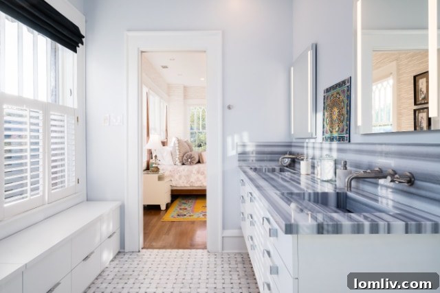 Stylish Bathroom in Renovated Prairie Foursquare