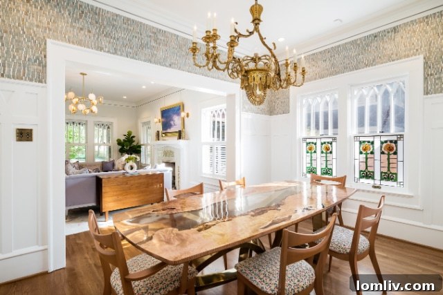 Elaborate Gothic Revival Windows on Swiss Avenue House