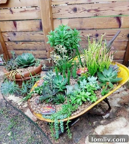 Close-up of unique succulents and drought-tolerant plants