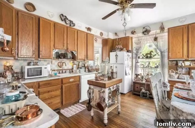Kitchen Counter with Microwave and Limited Empty Space