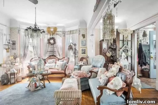 Intricate Lace and Doily Display on Furniture in a Victorian Home