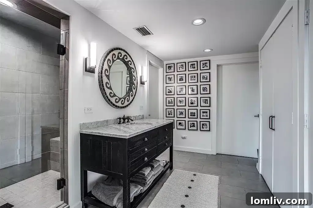 Modern bathroom with unique vanity