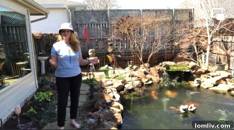 North Texas Water Garden Tour: Explore Exquisite Koi Ponds 3 Lisa Herrick, President of NTWGS, proudly displays her beautifully landscaped pond, 'Garden Whimsy,' a featured stop on the Dallas Pond Tour.