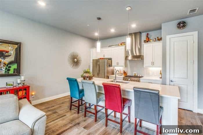 Modern kitchen with upgraded appliances and open shelving