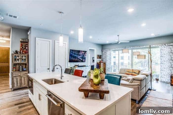 Spacious living room with elegant wood flooring