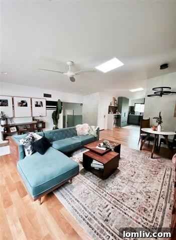 Stylish cadet blue exterior and modern entry of the Sunset Heights home