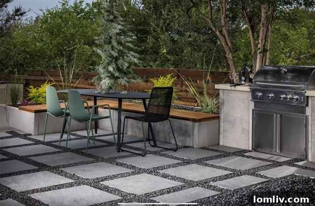 Luxurious black-and-white bathroom with sleek granite counter and twin sinks