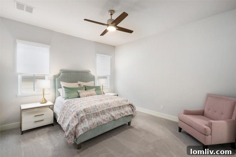 Bright Secondary Bedroom with Colonial Windows
