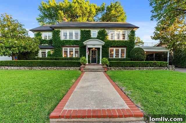 Classic Colonial Revival home exterior, Fort Worth Rivercrest Country Club