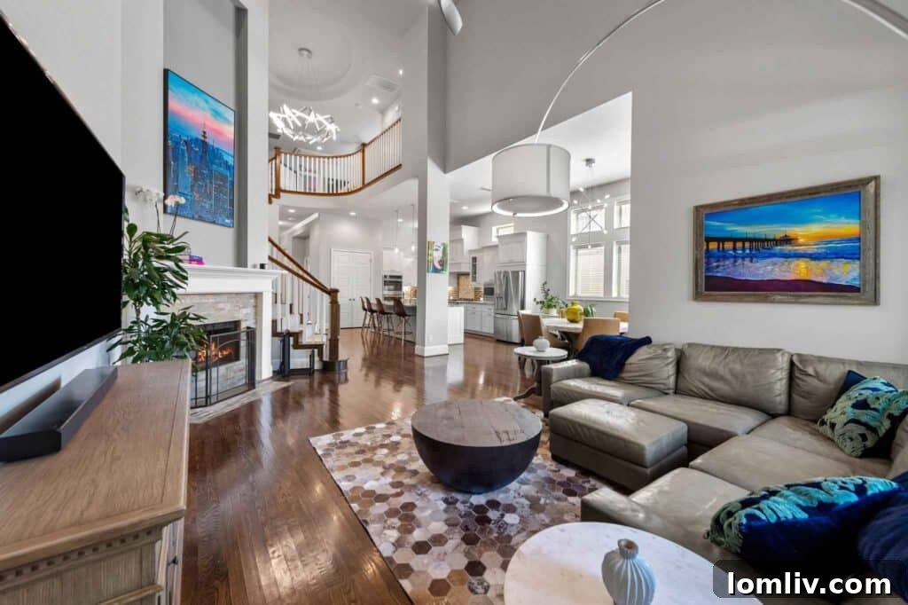 Stunning double-height entry and winding staircase in the Monticello Tudor home