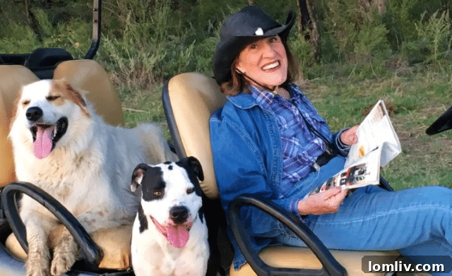 Ruth Buzzi enjoying a serene moment at her ranch in Erath County, near Stephenville, Texas, showcasing her peaceful retirement.