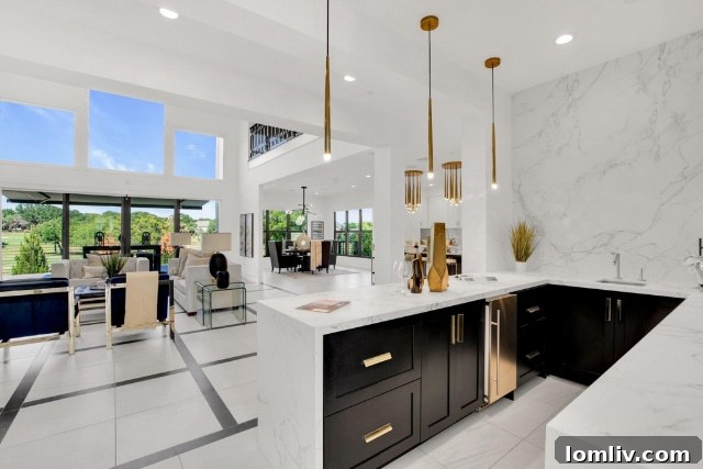 Luxurious Open-Concept Living Space with Golf Course Backdrop