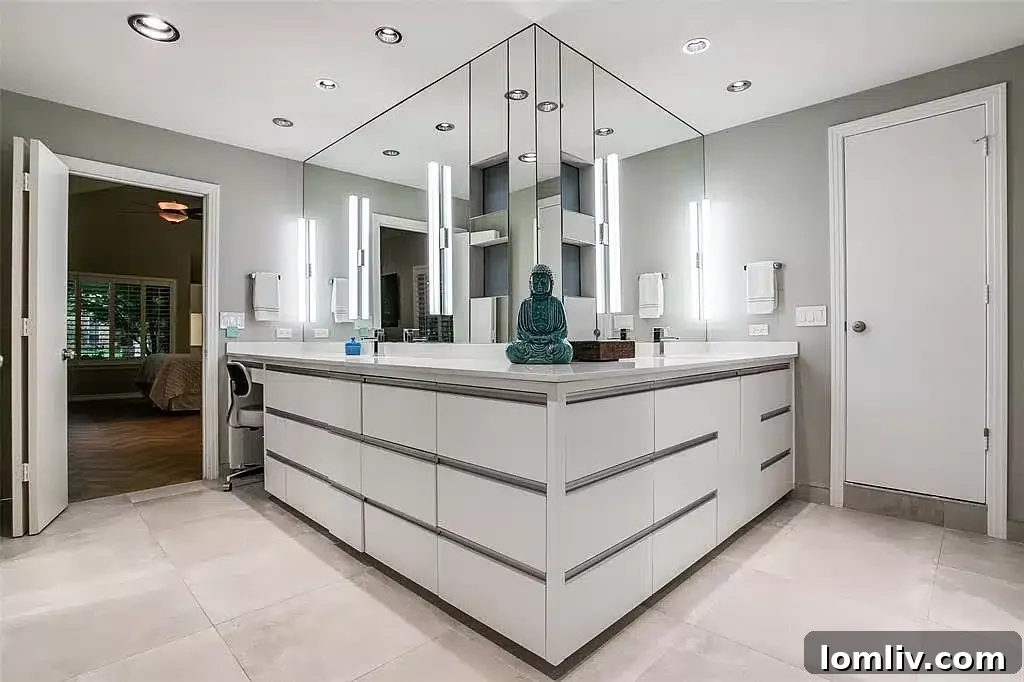 Modern vanity with LED lighting in the primary bath