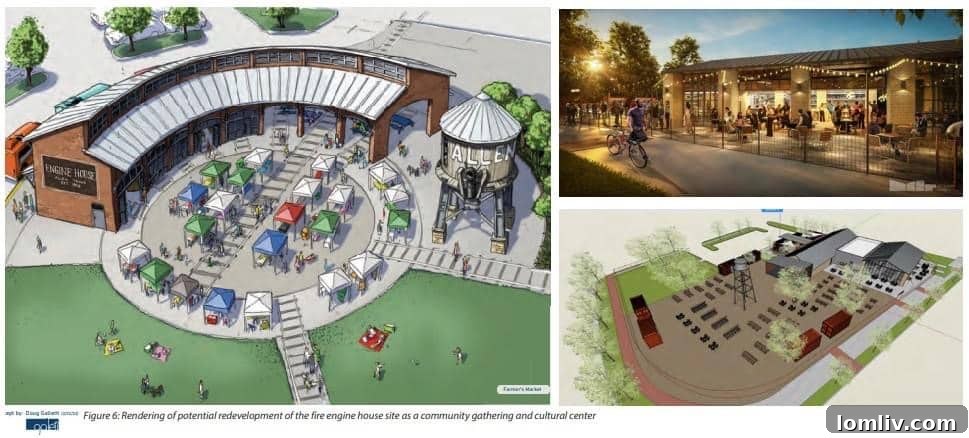 Conceptual rendering of the Downtown Allen Revitalization Plan featuring proposed new developments and community spaces