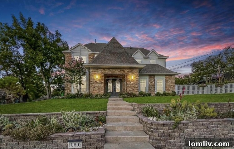 Charming front exterior of the North Dallas home