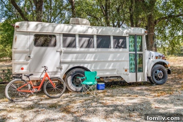 Charming bus conversion on the property, indicating rental income potential