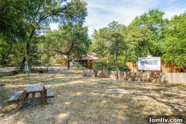 Exterior view of the cozy single-story home surrounded by open space