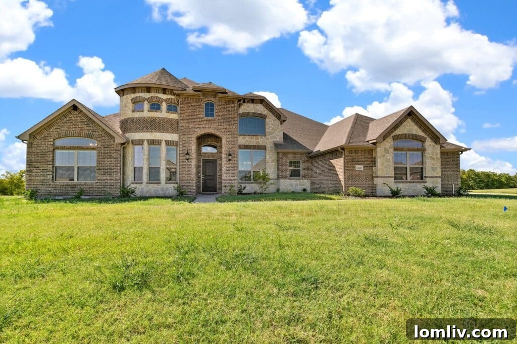 Mesquite TX luxury home exterior with spacious lot and Texas sky