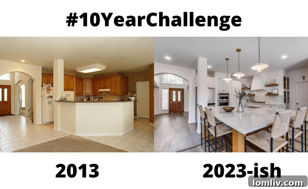 Humorous internet meme illustrating the dramatic before-and-after kitchen transformation.