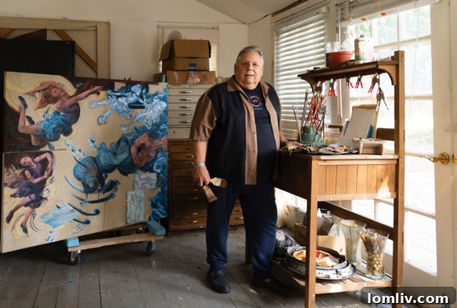 Artist Logan Broussard showcases his backyard studio during the Hollywood Heights Home Tour.