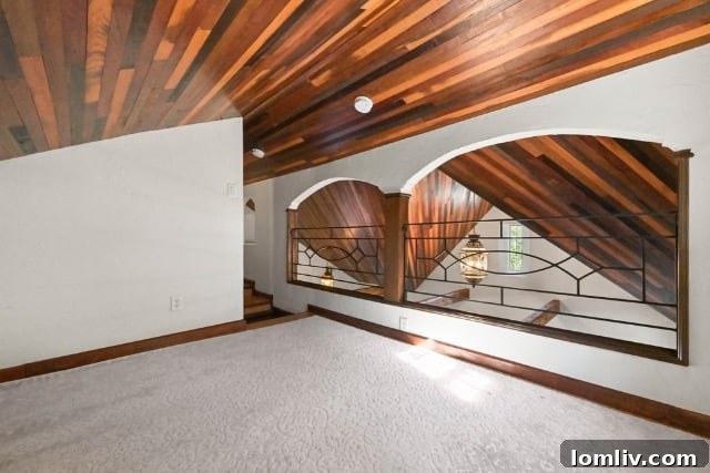 Charming half-bath with cement-look walls and a rustic countertop, showcasing unique interior design choices.