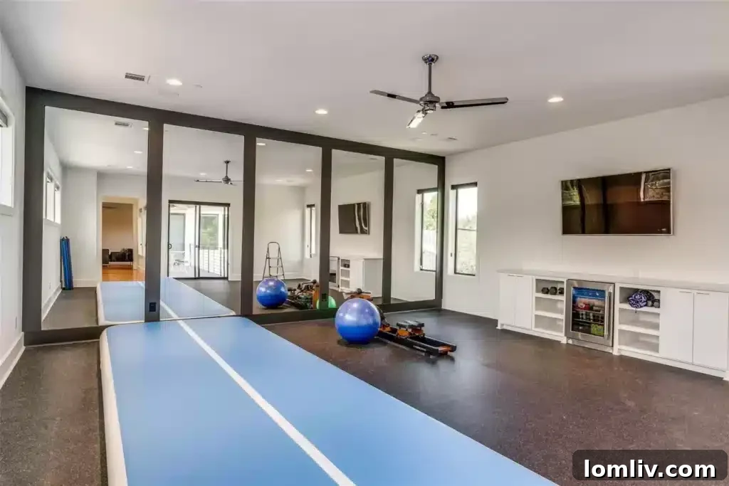 Luxurious outdoor living area with covered patio and entertainment space