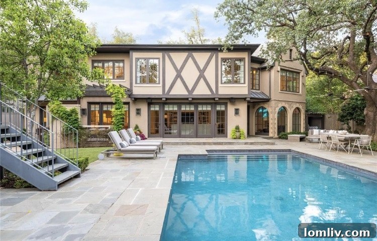 Highland Park Backyard Pool and Entertainment Area