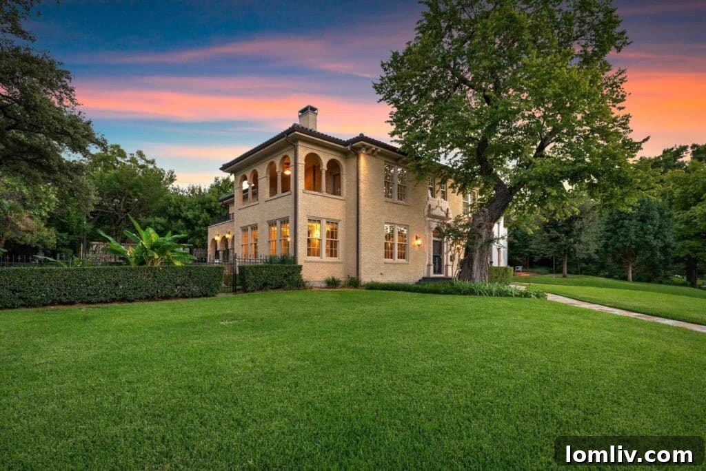 Grand exterior of a 1920s Mediterranean villa in Park Hill, Fort Worth