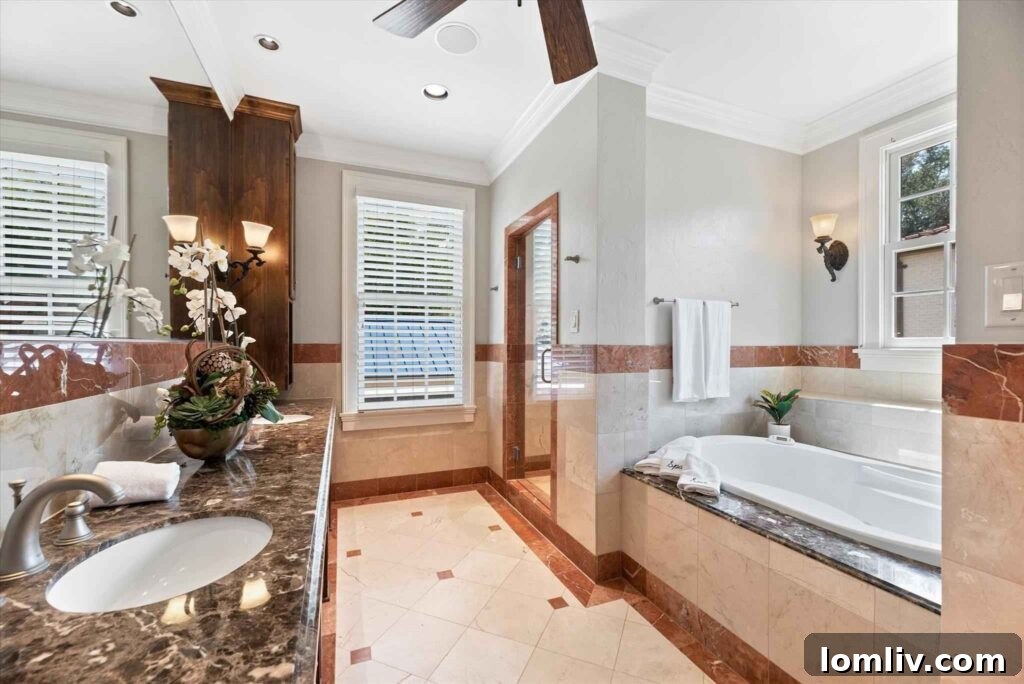 Luxurious principal bedroom with fireplace and ample space