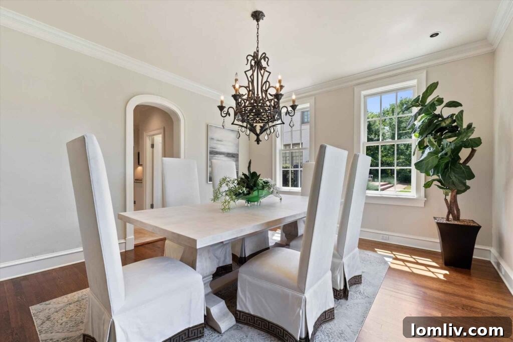 Detailed fireplace in one of the elegant living rooms