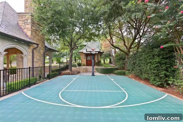 Luxurious swimming pool with integrated hot tub and ample patio space