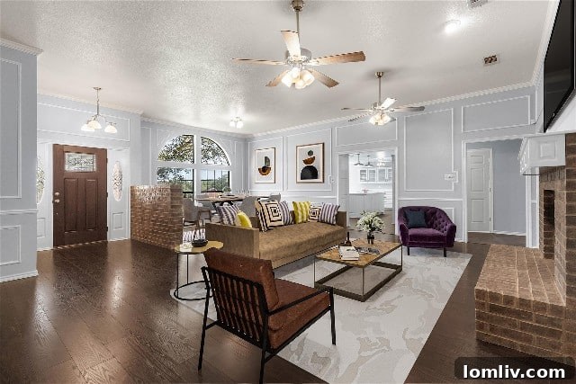 Spacious and elegant living room at 205 Meadow Creek Lane in Burleson, TX.