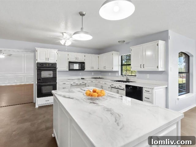 Expansive open kitchen at 205 Meadow Creek, ideal for large family meals and entertaining.
