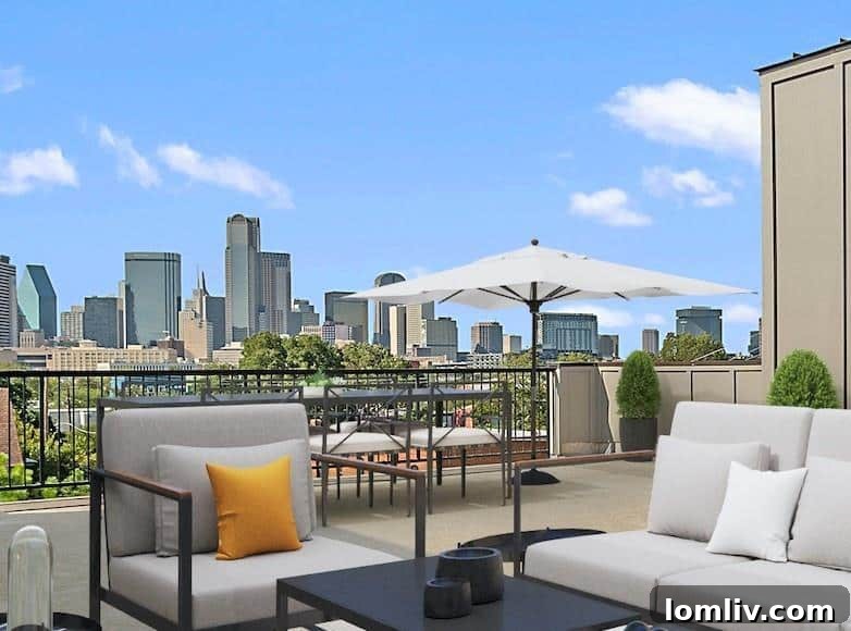 Modern townhome facade in The Cedars, Dallas