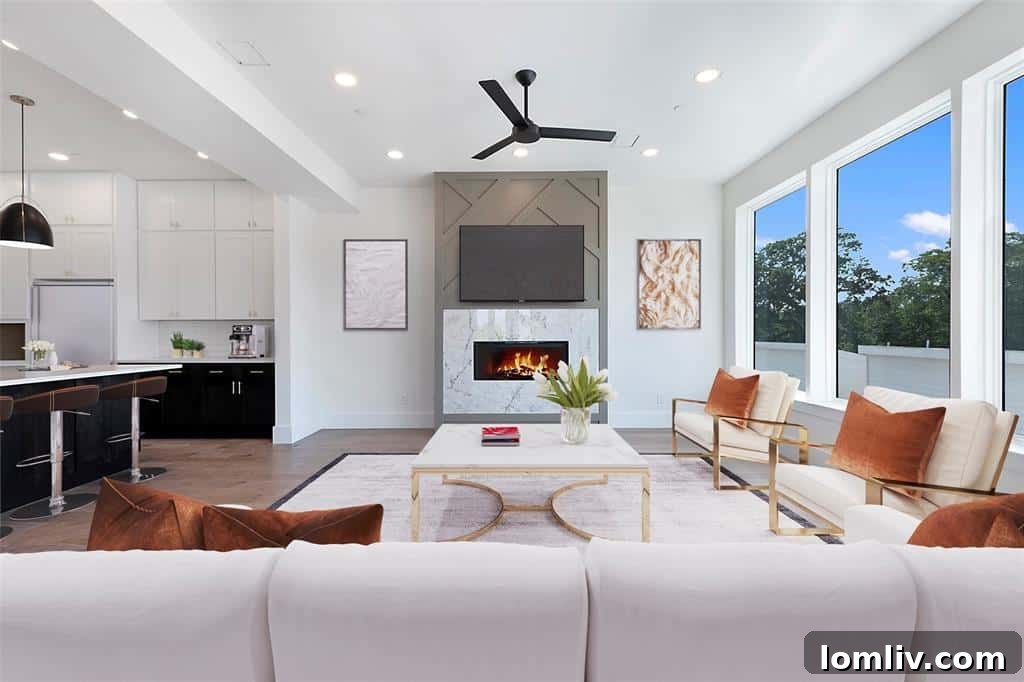 Open concept living space with contemporary finishes