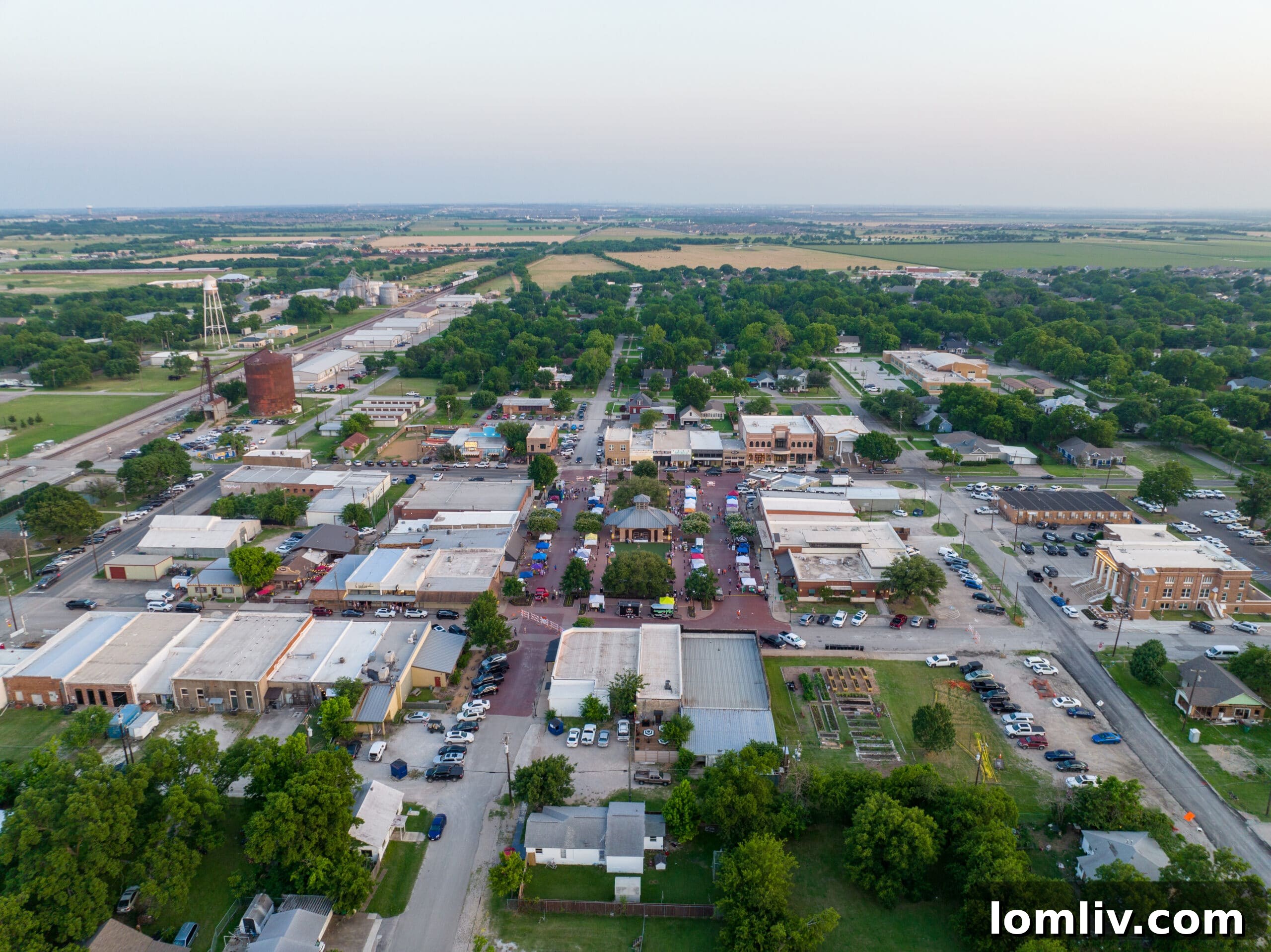 Celina's vibrant downtown square, a hub amidst the city's rapid commercial and residential growth, featuring available retail space.