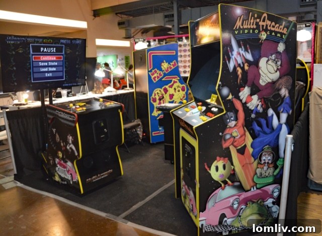 Classic arcade games like Pac-Man and Frogger at the State Fair