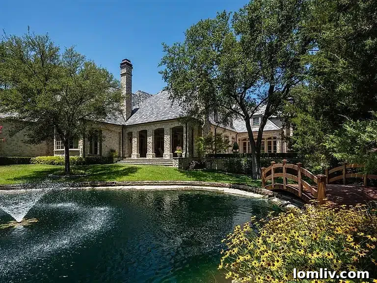 Scenic view of the pond and outdoor living area at 5 Robledo Drive