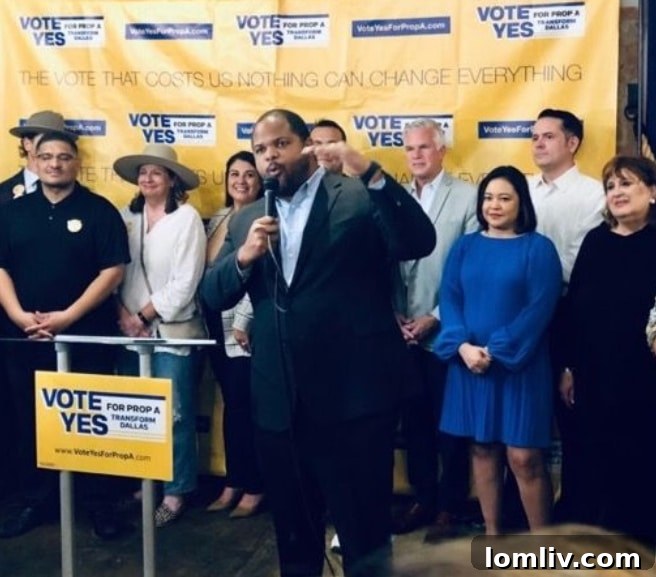 Dallas Mayor Eric Johnson thanks Dallas voters for supporting Prop A.