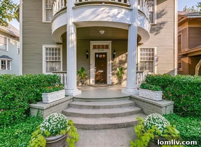 Historic Neoclassical Facade of 5116 Worth Street, Old East Dallas