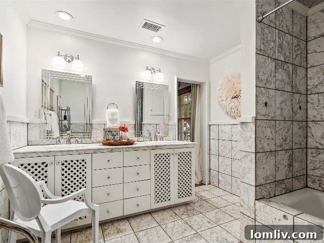 Luxurious primary bathroom with modern fixtures