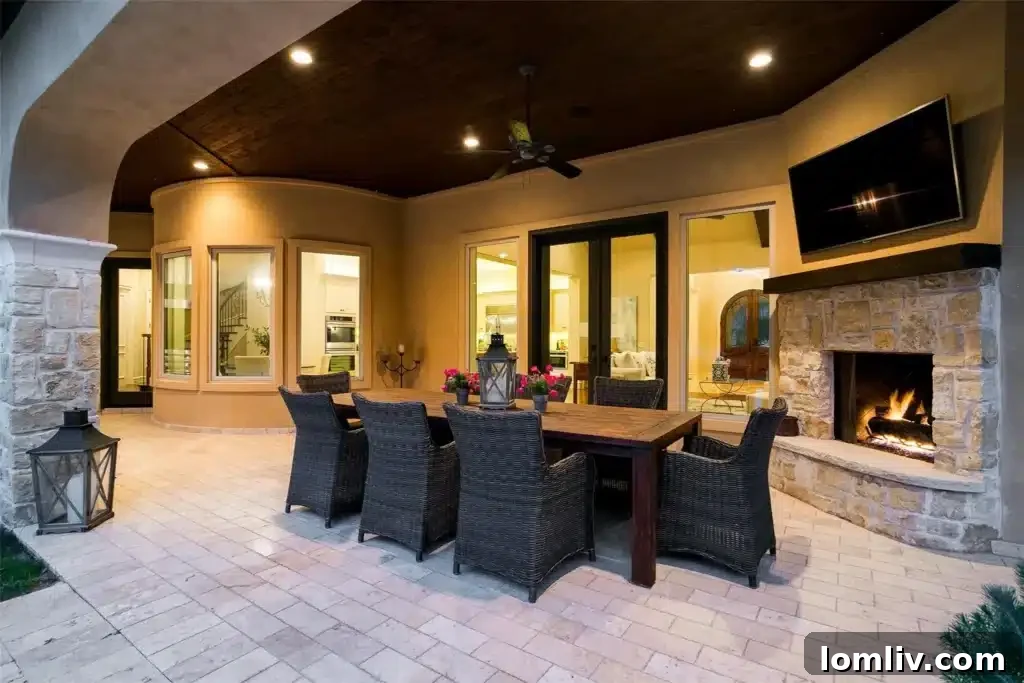 The Generational Gift: Multi-Gen Living for All 15 The elegant entryway and welcoming facade of the Mediterranean residence.