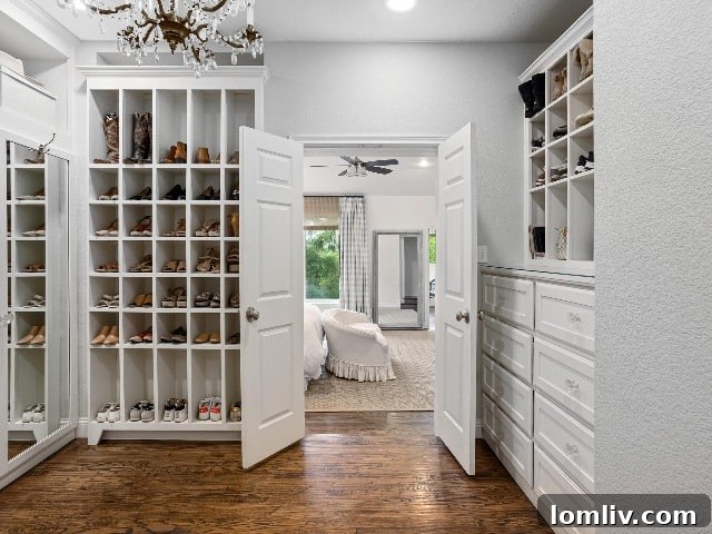 Luxurious primary closets with ample storage in a Fort Worth luxury home