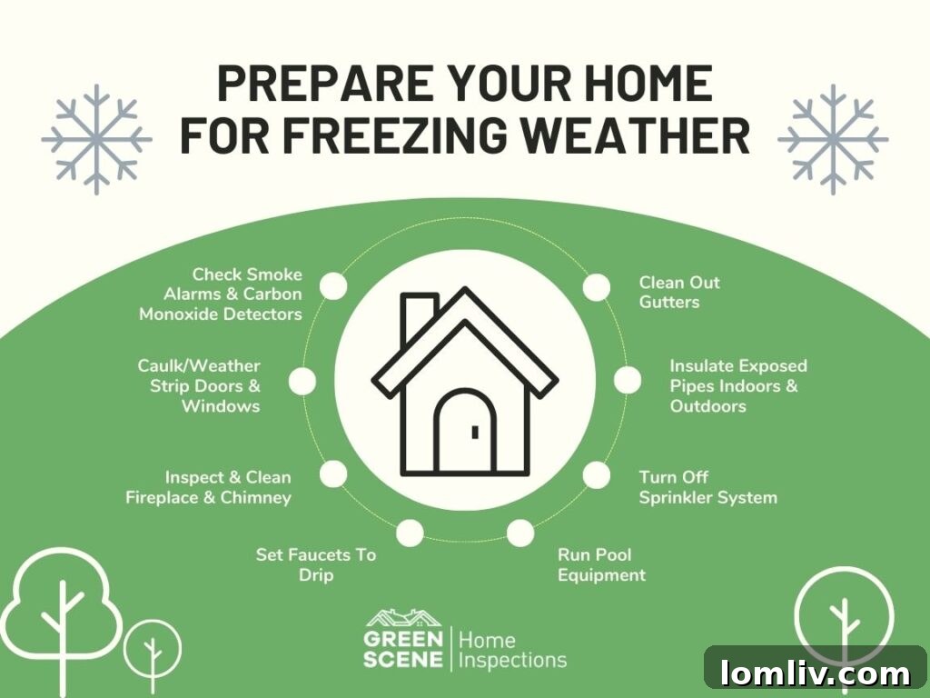 Home exterior ready for winter with snow